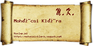 Mohácsi Klára névjegykártya