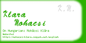 klara mohacsi business card