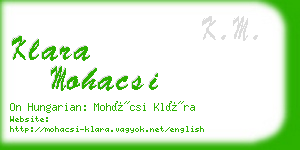 klara mohacsi business card